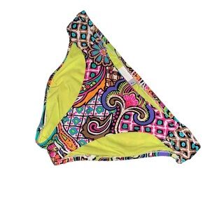 Trina Turk Neon Paisley Print Bikini Bottoms - Pink, Yellow, Turquoise, Brown